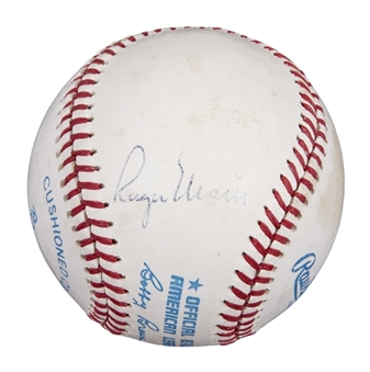 Roger Maris Single Signed OAL Brown Baseball (JSA)